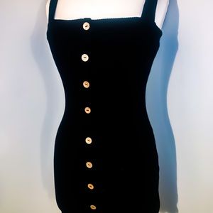 Black Ribbed Mini Dress